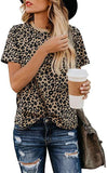 Women Fashion Leopard Pattern T-Shirt Basic Top