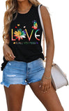 Funny Valentines Shirt Women Love is All You Need Daisy Butterfly PeaceTank Tops