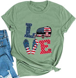 Women American Flag Shirt Love T-Shirt