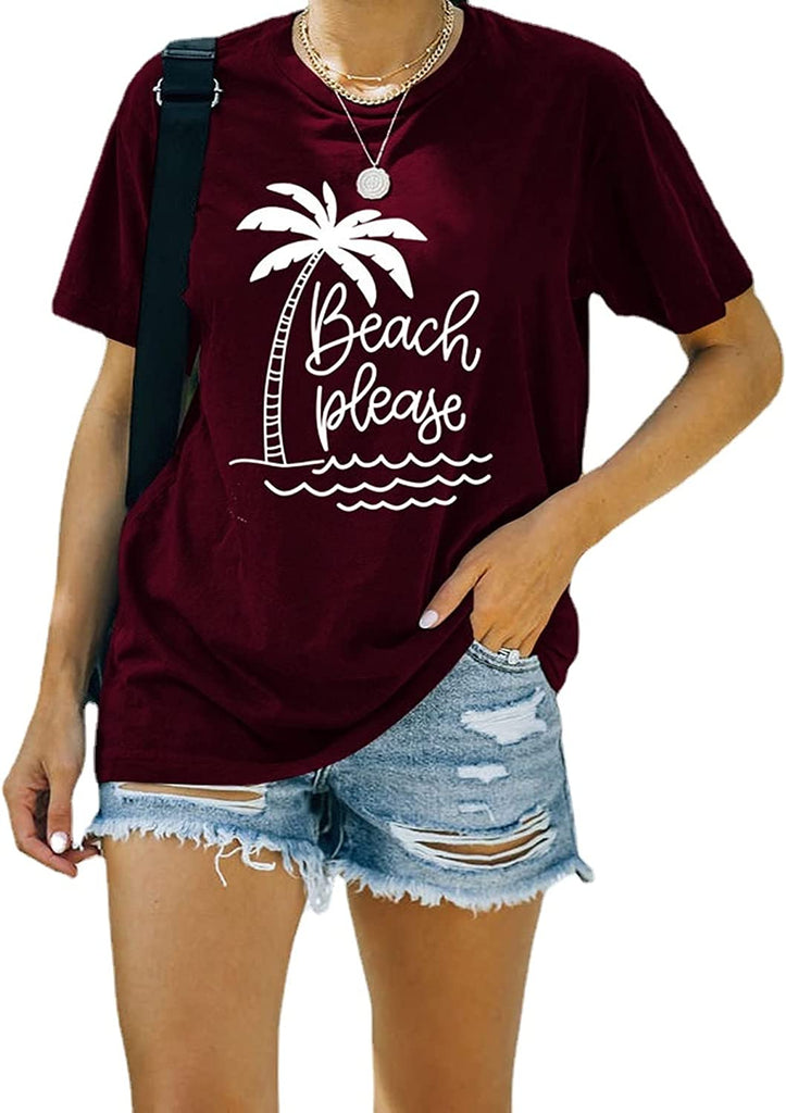 Women Beach Please Shirt Girls Trip Vacation T-Shirt