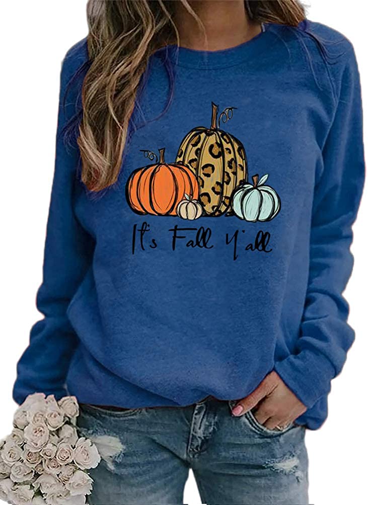 Women Long Sleeve It's Fall Y'all Sweater Pumpkin Sweatshirt