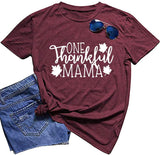 Women One Thankful Mama T-Shirt Mom Shirt