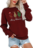 Women Buffalo Plaid Christmas Chicken Sweatshirt Merry Christmas Shirt