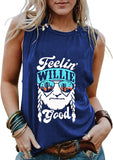 FZLYE Women Feelin's Willie Good Letter Print Tank Sleeveless Not A Hugger Shirt Tops