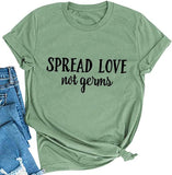 FZLYE Womens Spread Love Not Germs Letter Print T-Shirt Casual Short Sleeve Graphic Shirts