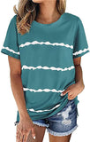 Women Casual Striped Tie Dye Stripe T-Shirt Tunic Shirt