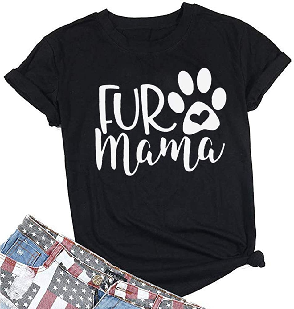 Women Fur Mama T-Shirt Dog Mama Shirt