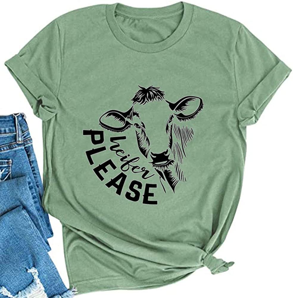 Women Heifer Please T-Shirt Cute Cow Shirt
