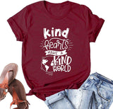 Women Kind Hearts Make A Kind World T-Shirt Be Kind Shirt
