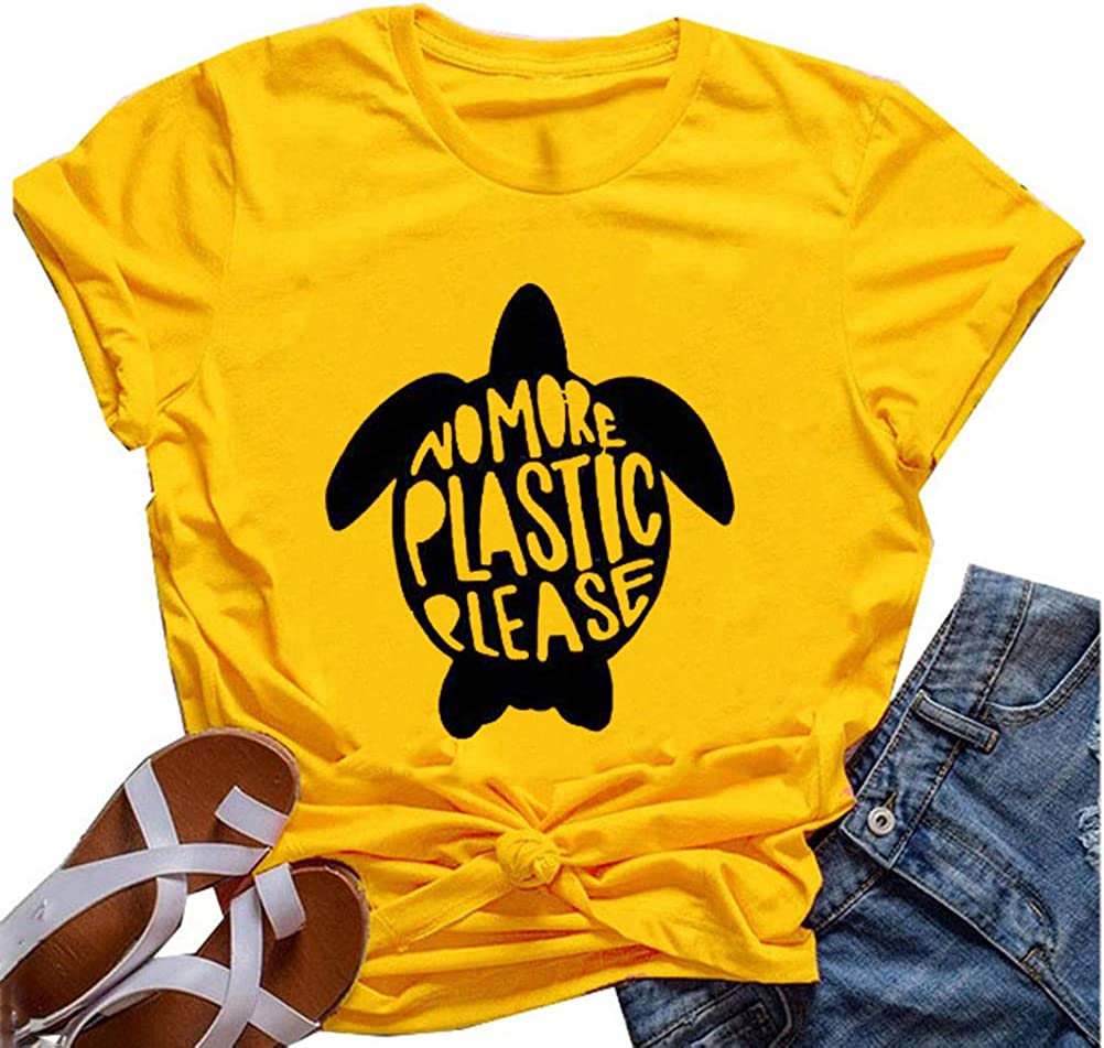 Women No More Plastic Please T-Shirt Save The Turtle Shirt