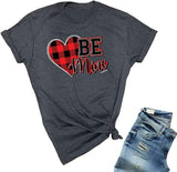Women Be Mine Buffalo Plaid Heart T-Shirt