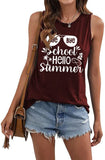 Women Bye Bye School Hello Summer Sleeveless Tank Tops