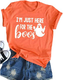 Women I'm Just Here for The Boos Halloween T-Shirt Ghost Shirt