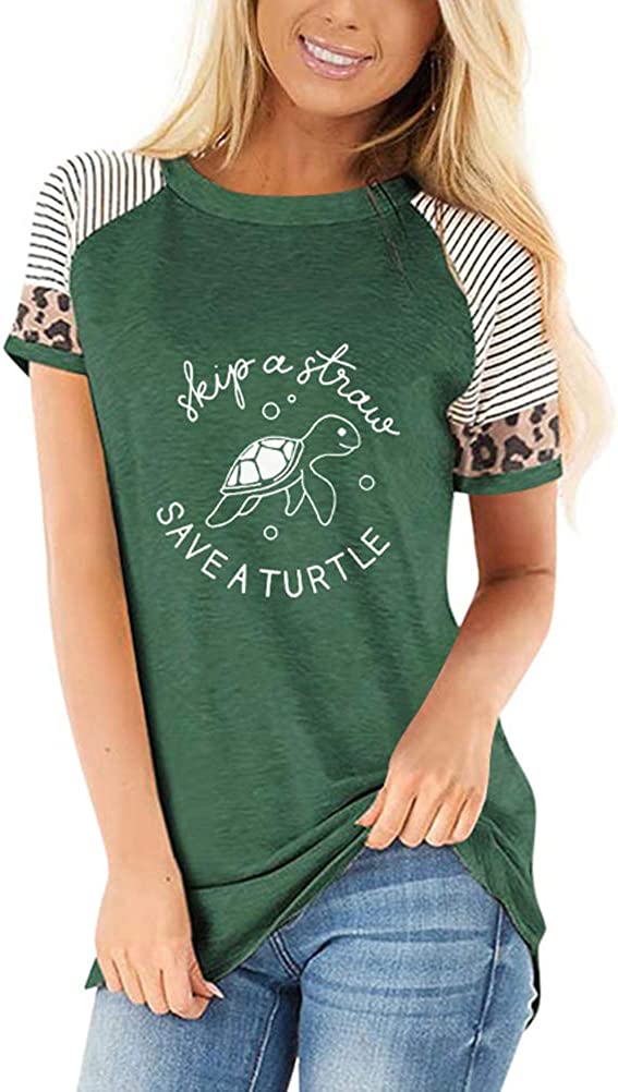 Women Skip A Straw Save A Turtle T-Shirt Tunic Shirt