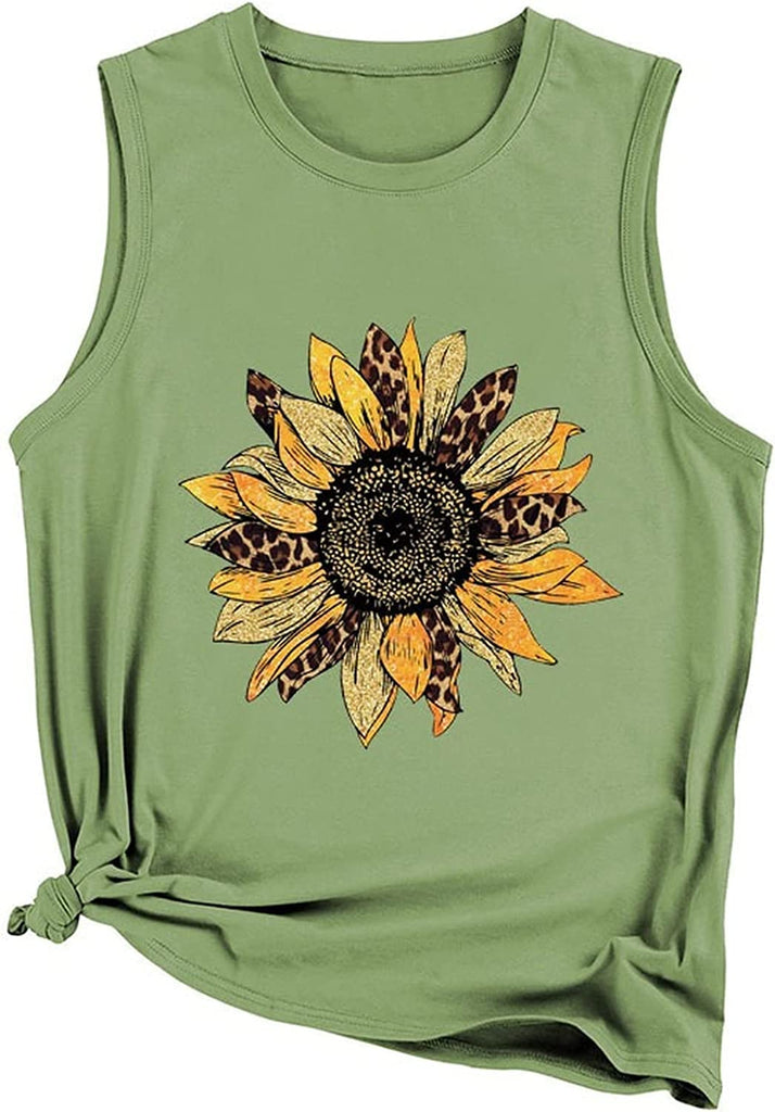 Womens Sunflower Tank Top Casual Summer Sleeveless Tee Shirt