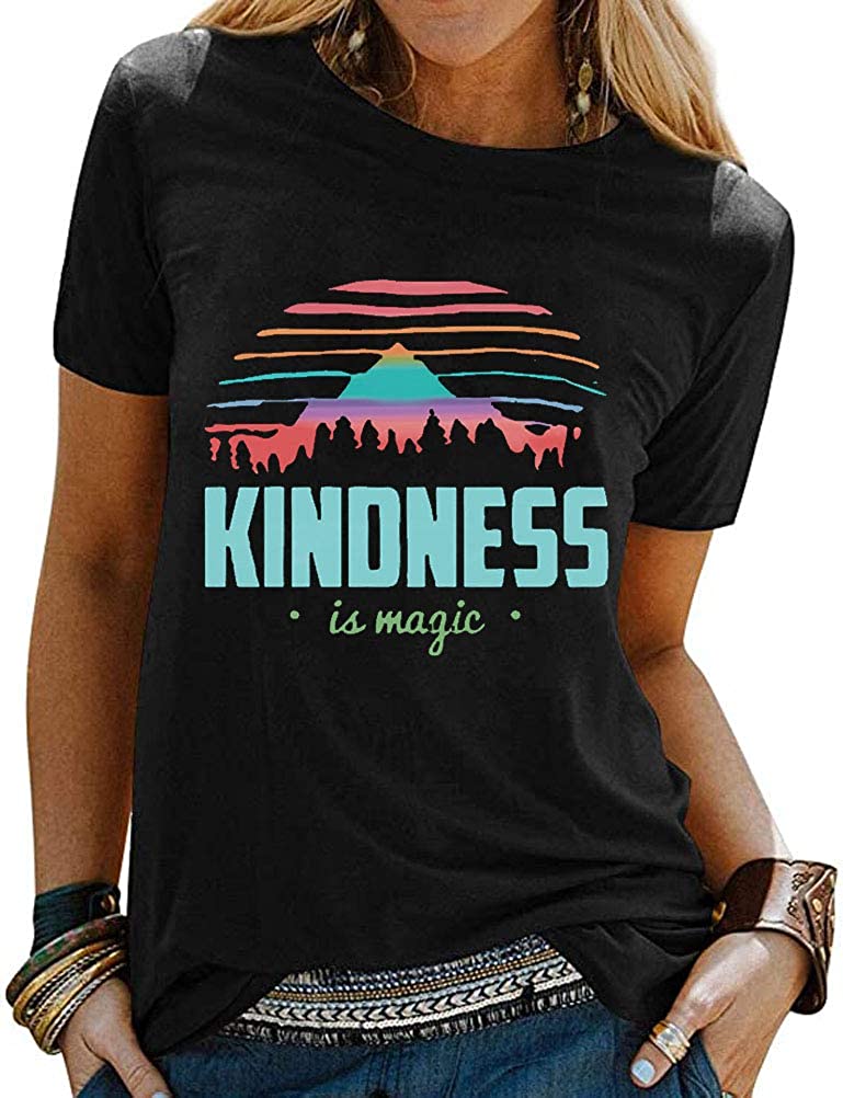 Women Kindness is Magic T-Shirt Be Kind Rainbow Shirt