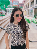 Women Fashion Leopard Pattern T-Shirt Basic Top