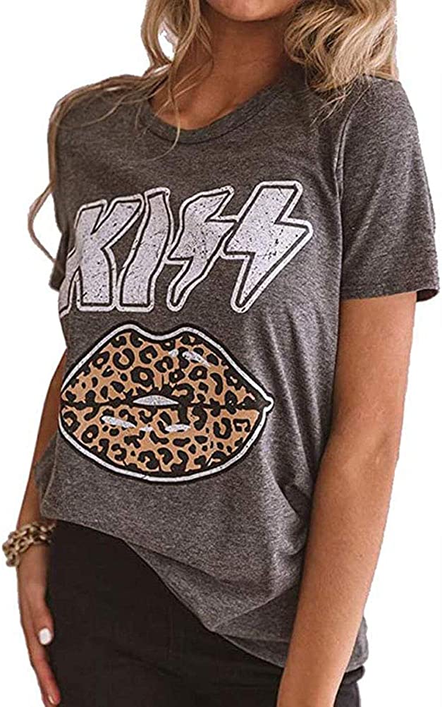 Women Kiss Leopard Lips T-Shirt