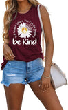 Daisy Tank Top for Women in A World Where You Can Be Anything Be Kind Sleeveless Shirt for Women