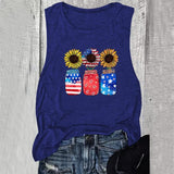 Women Patriotic Jar Sunflowers Tank Top Shirt
