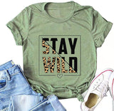 Women Stay Wild T-Shirt Leopard Graphic Shirt