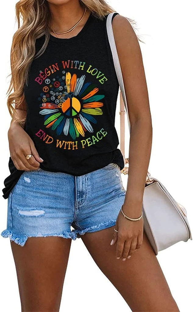 Peace Love Tank Women Being with Love Ending with Peace Shirt