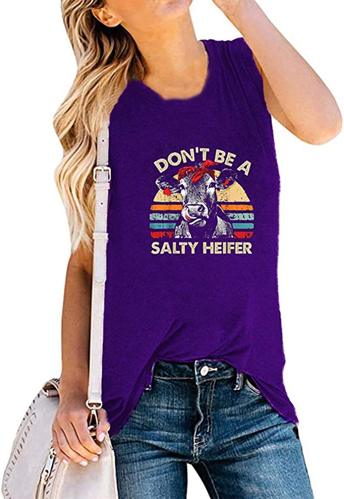 Don't Be a Salty Heifer Tank Top for Women Funny Cow Shirt