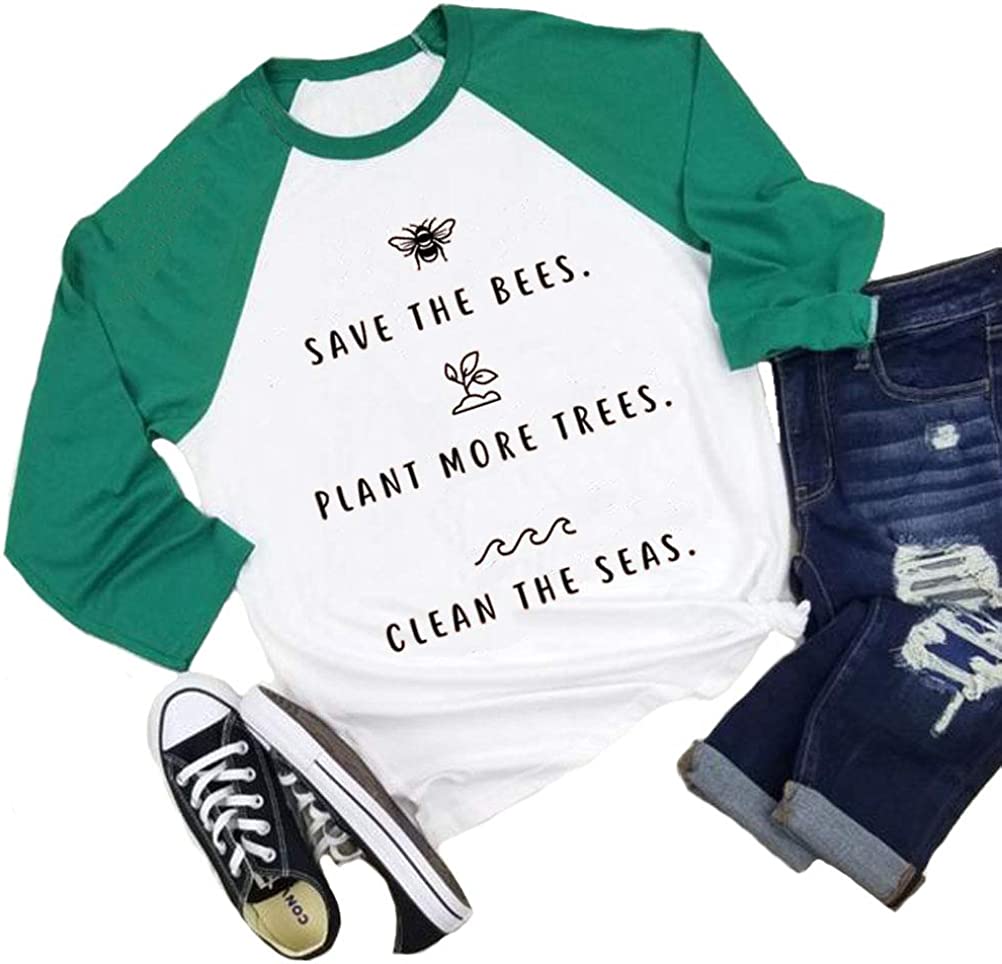 Save The Bees Plant More Trees Clean The Seas Women Graphic Shirt