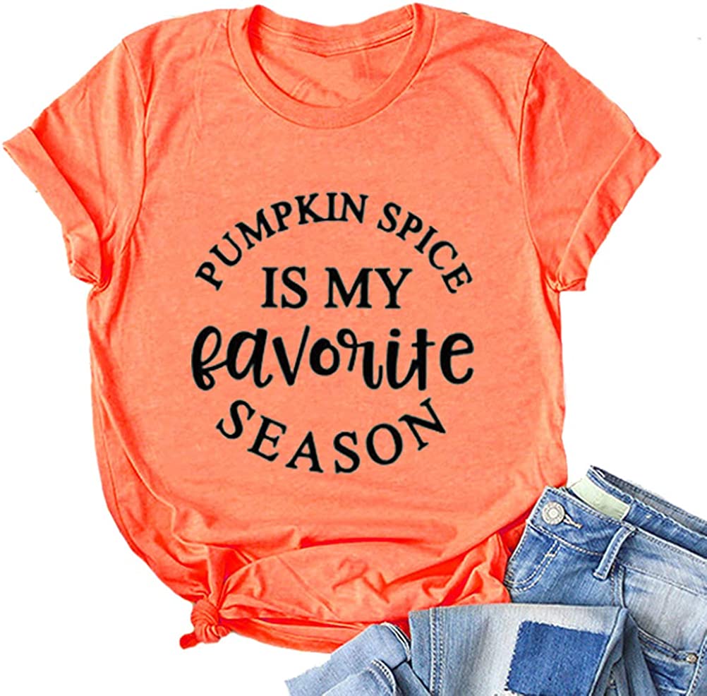Women Pumpkin Spice is My Favorite Season Shirt T-Shirt Halloween Pumpkin Shirt
