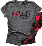 Women Buffalo Plaid & Leopard Heart T-Shirt (S, 2-Grey)