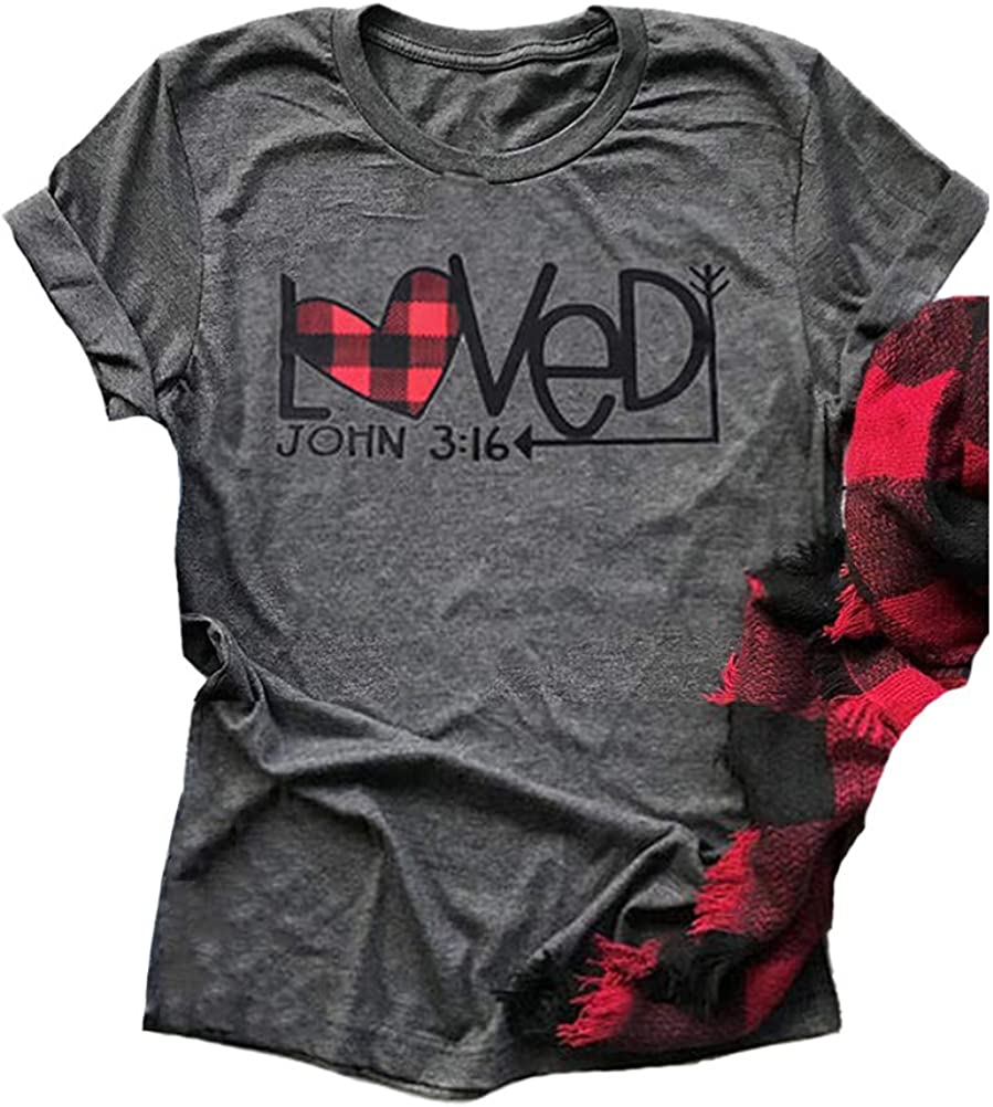 Women Buffalo Plaid & Leopard Heart T-Shirt (2XL, 2-Grey)