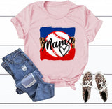 Women Baseball Mama T-Shirt Funny Baseball Mom Tees Tops