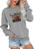 Women Football Mom Sweatshirt Leopard Print Long Sleeve Shirt