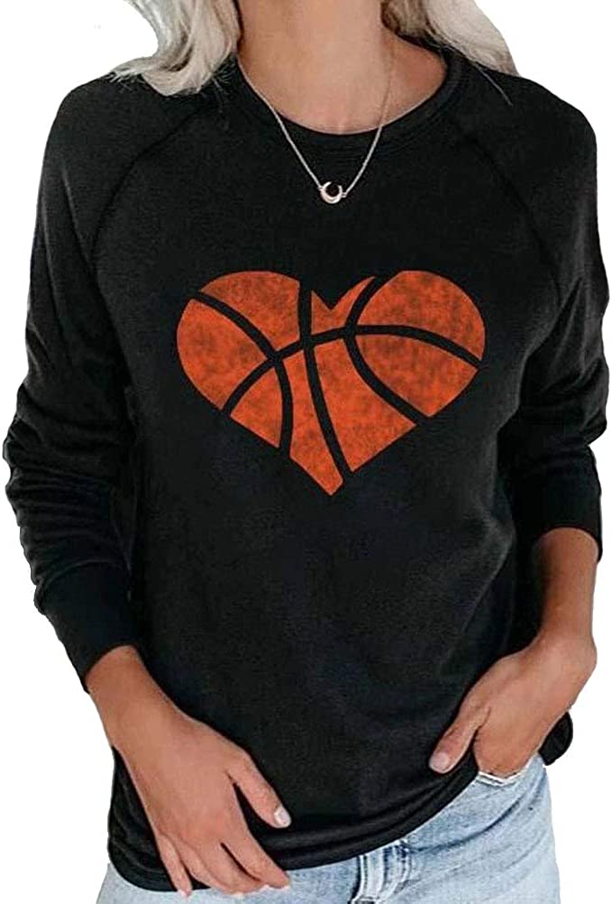Women Basketball Heart Long Sleeve Sweatshirt