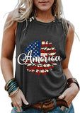 Women American Flag Sunflowers Patriotic Tank Top 4th of July Shirt