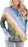 Women Colourful Gradient Long Sleeve Tie Dye Blouse with Pockets