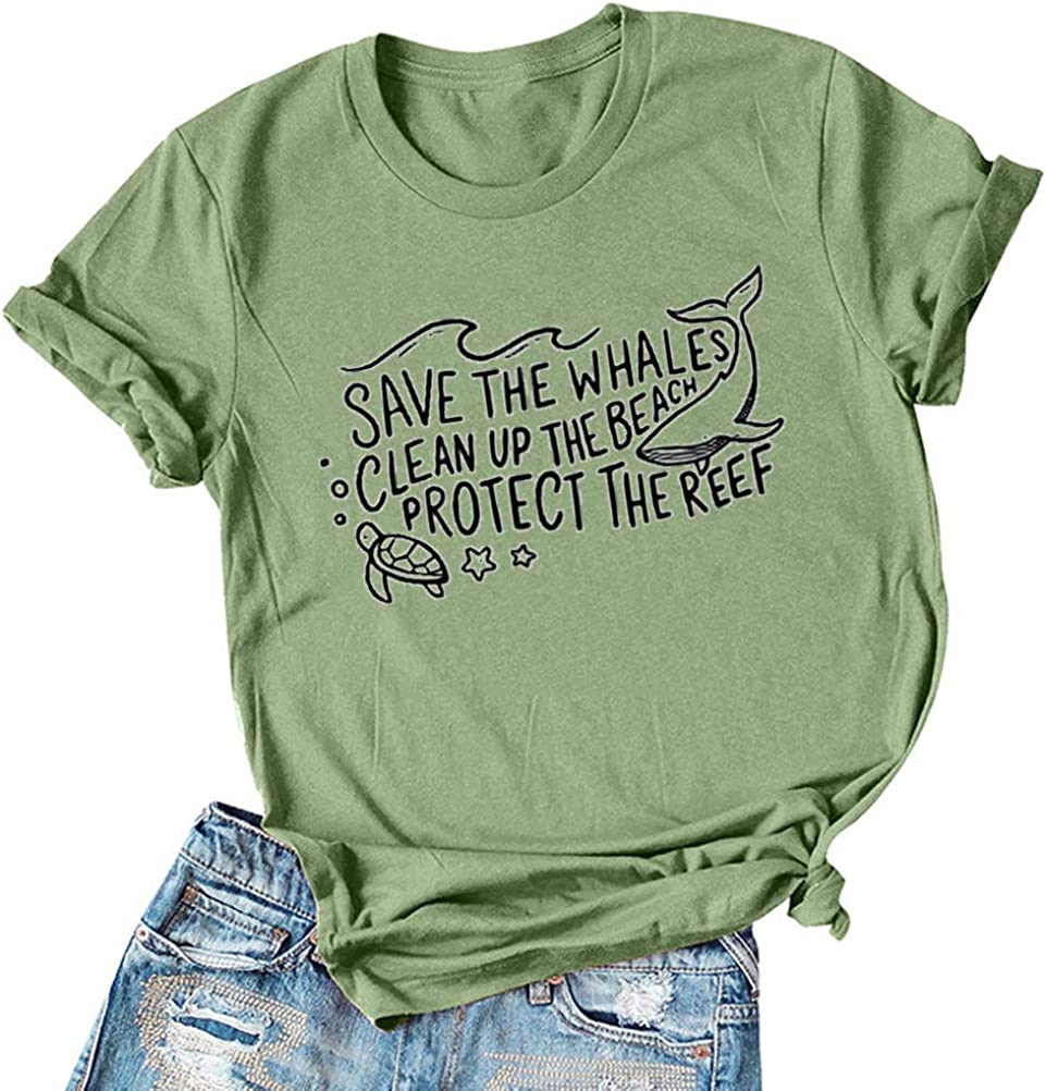 Women Save The Whales Clean Up The Beach Save The Turtle T-Shirt