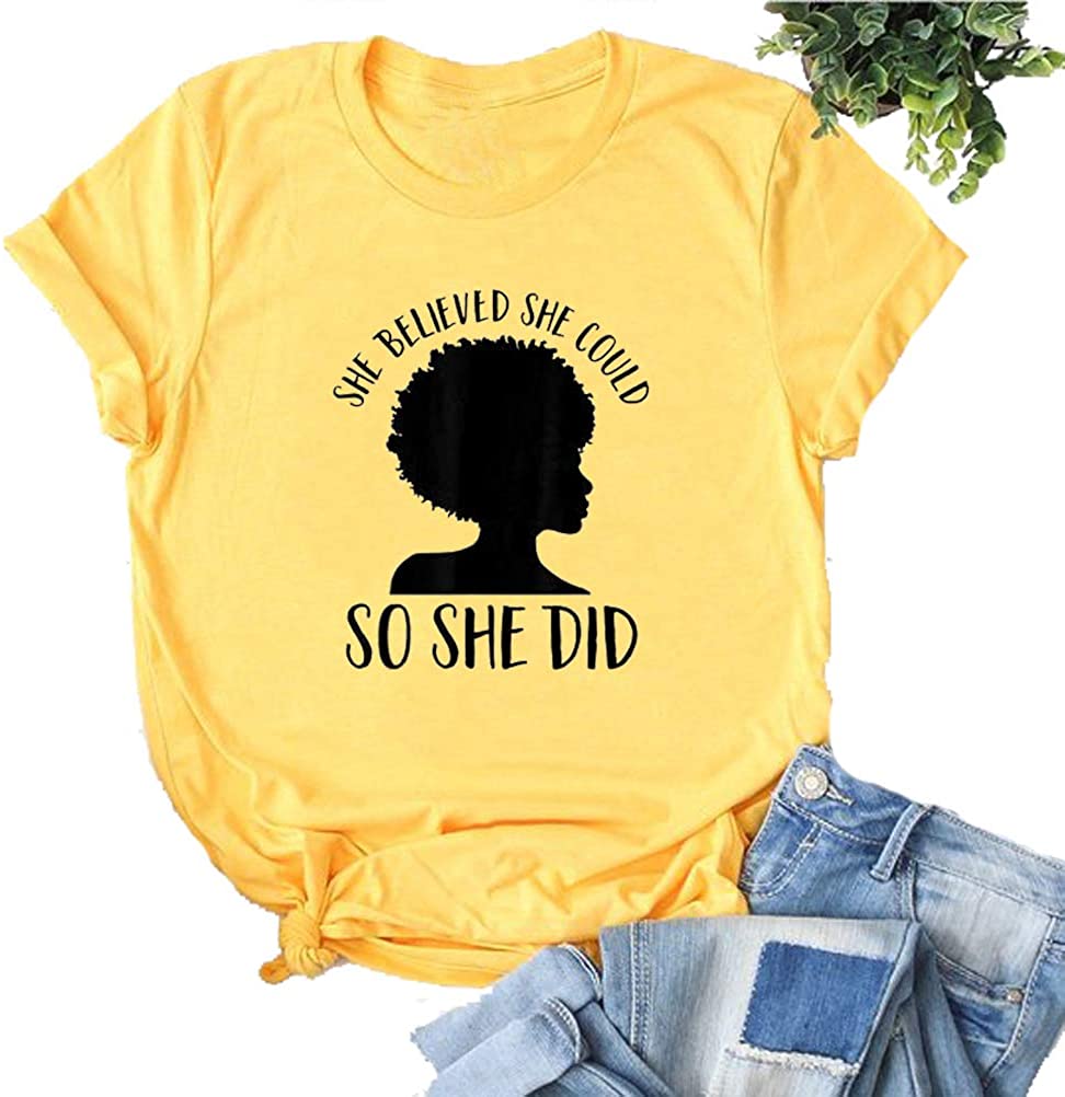 She Believed She Could So She Did T-Shirt Afro Women T-Shirt