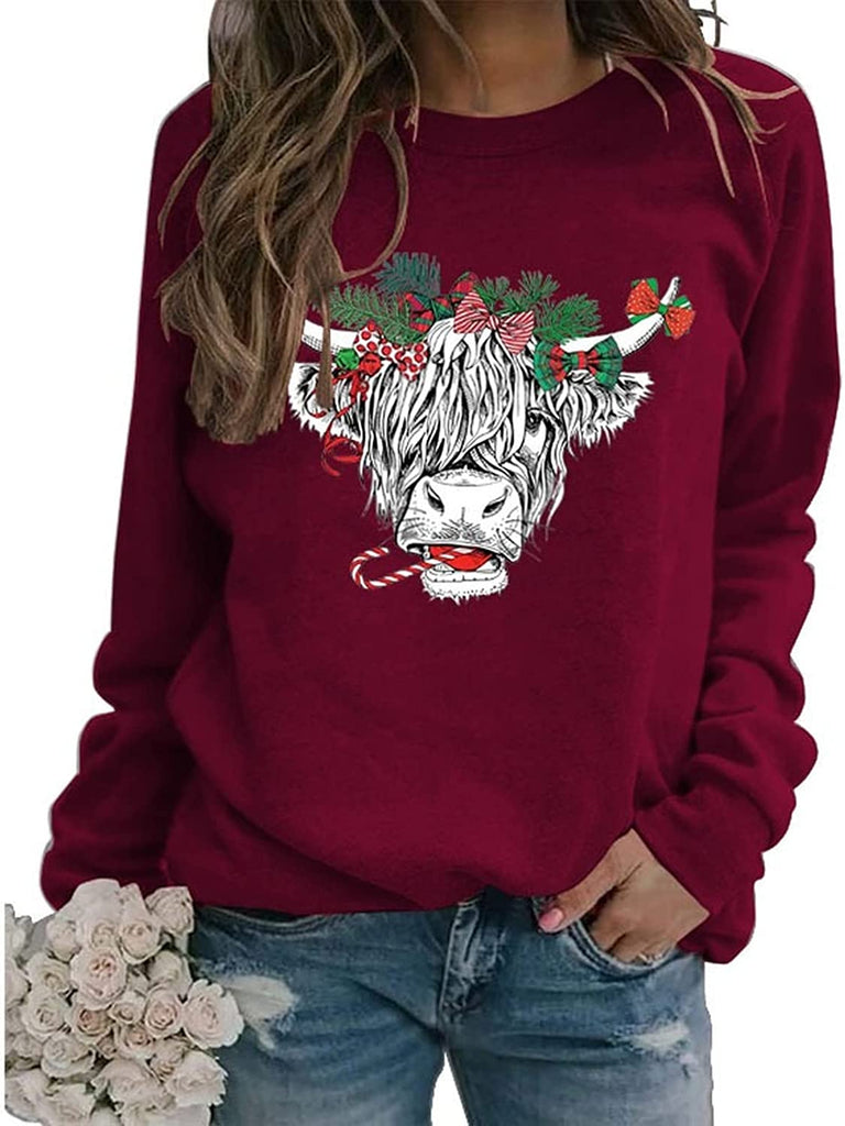 Women Cute Cow Sweatshirt Cow Lover Shirt