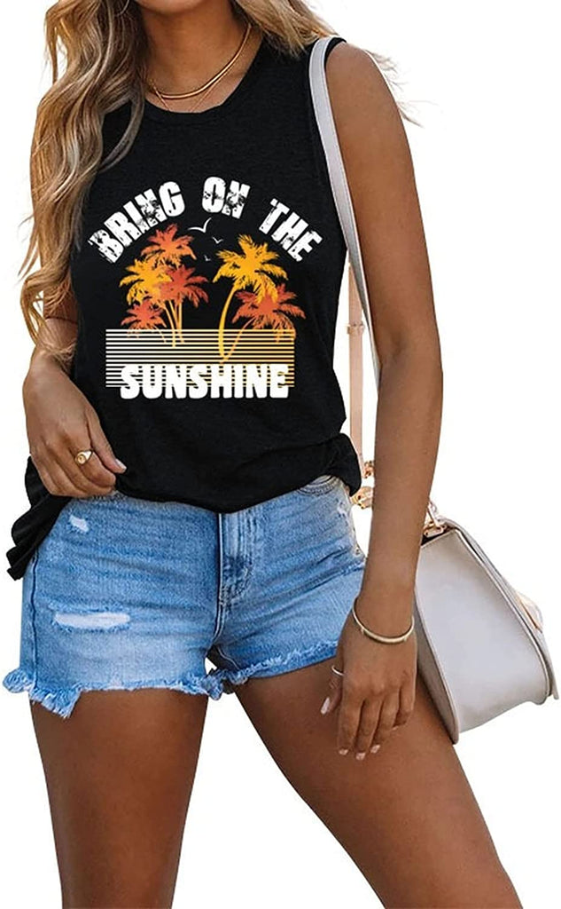 Women Beach Vacation Shirt Bring On The Sunshine Tank Tops