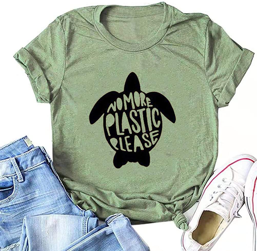 Women No More Plastic Please T-Shirt Save The Turtle Shirt
