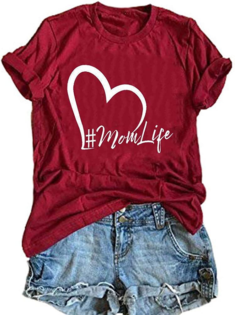Women Mom Life Heart T-Shirt