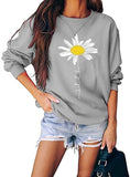 Women Daisy Graphic Sweatshirt Casual Loose Long Sleeve Fashion Tops