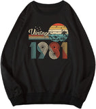 Vintage 1981 Sweatshirt 40 Years Old Birthday Gift Long Sleeve Shirt for Women
