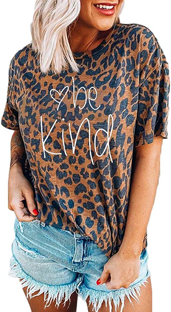 Women Leopard Be Kind T-Shirt Leopard Shirt