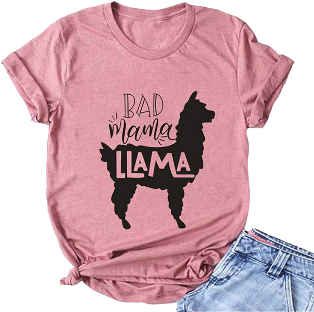 Women Bad Mama Llama Funny T-Shirt