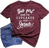 Women This Girl Runs On Cupcakes and Jesus T-Shirt