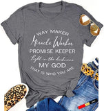 FZLYE Womens Way Maker Miracle Worker Promise Keeper Light in The Darkness My God T-Shirt Tank Graphic Tees Tops
