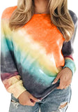 Women Tie Dye Long Sleeve Blouse Multi Color Shirt