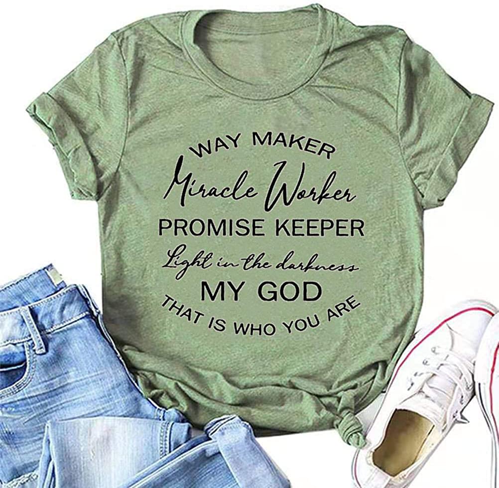 FZLYE Way Maker Miracle Worker Promise Keeper Light in The Darkness My God This is Who You are T-Shirt (Green 2,XXL)